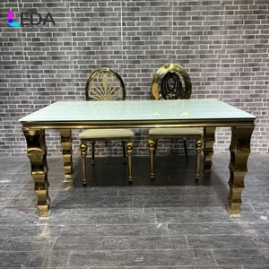 JINDA Wholesale Wedding Party Events Banquet Metal Fancy <strong>Table</strong> White Gold Stainless <strong>Steel</strong> <strong>Frame</strong> <strong>Table</strong> - Product Image 6