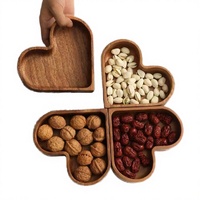 Houten moderne gepersonaliseerde patroon hartvormige stapelbare milieuvriendelijke saladebord snack schaal bruiloft tafeldecoratie noten snoep