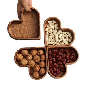 Wooden Heart-shaped Stackable Eco-Friendly Salad Plate <b>Snack</b> <b>Tray</b> Wedding Table Decoration Nuts Candy Dry Fruits - Product Image 3