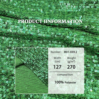 Dernier modèle de luxe 100% polyester Tissu de broderie vert maille à paillettes pour robes de mariée