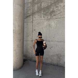 Combinaison en velours côtelé noire à taille haute Enzel, tenue de sport de luxe, skinny, mi-longue, pour soirée/odmin/club, été/automne, motif imprimé - Product Image 6