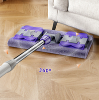 Serpillère plate en microfibre épaisse avec manche en acier inoxydable, outil de nettoyage de sol rotatif, emballage personnalisé avec logo