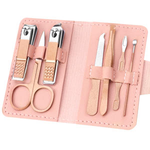 Professionnel rose sept pièces en acier inoxydable coupe-ongles ensemble complet <span class=keywords><strong>manucure</strong></span> et pédicure trousse à outils en gros - Product Image 1