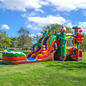 Nuevo Tobogán Inflable Combinado con Piscina de Agua, Diseño de Castillo Navideño, Doble Carril, Certificado CE, Capacidad de 1000 kg, Ecológico - Product Image 1