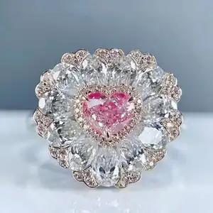 MEDBOO модные ювелирные изделия розовый Муассанит бриллиантовое кольцо 14 карат белое золото 5 карат 0,5 мм Сердце Вырезать против розового муассанита обручальное кольцо