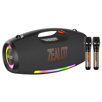 Speaker Karaoke Zealot S89 2 MIC Subwoofer dengan LED RGB, Desain Audio Tiga Jalur Tahan Air, untuk Penggunaan Luar Ruangan & Baterai Isi Ulang