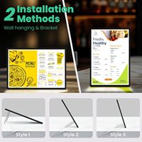 Panneau de menu rectangulaire noir en plastique portable, léger, durable, écologique, à LED verticales haute luminosité pour la restauration rapide