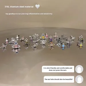 Boucles d'oreilles coréennes EH392, collection Saturn, style occidental, <span class=keywords><strong>reine</strong></span>, mère, zircon, tendance, en acier inoxydable, mignonnes, exquises, petites boucles d'oreilles - Product Image 6