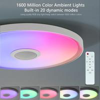Plafonnier LED intelligent RGB avec haut-parleur Bluetooth, lumière d'ambiance à intensité variable pour la maison, chambre à coucher, salon, télécommande