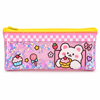 Sac de papeterie en PVC Quicksand pour étudiants, à pois, étoiles mobiles, fermeture éclair fluide, pour usage scolaire quotidien, couleurs personnalisées, vente en gros, OEM