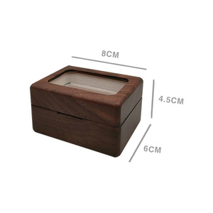 Black Walnut Solid Wood Square Jewelry <b>Box</b> 8x6x4.5cm With <b>Glass</b> Lid For Storage And Collection - Product Image 1