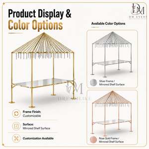Expositor de Postres Colgante de Lujo en Acero Inoxidable Dorado con Cristales, Soporte de Techo para Decoración de Eventos y Bodas - Product Image 2