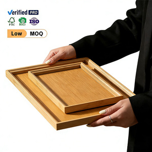 Bandejas Rectangulares de Bambú Personalizadas de Fábrica al <span class=keywords><strong>por</strong></span> Mayor, Platos para Barbacoa, Contenedor de Almacenamiento de Artículos Diversos para Sala de Estar, Restaurante, Hotel - Product Image 1