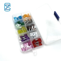 Kit d'assortiment de mini-fusibles à lame en plastique 100 pièces 3A/5A/7.5A/10A/15A/20A/25A/30A/35A/40A avec extracteur, faible pouvoir de rupture pour voitures et camping-cars