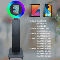 Machine Photobooth Selfie Touch Vision pour iPad avec Anneau Lumineux LED RGB, Impression Instantanée, Compatible Appareil Photo pour Événements et Fêtes