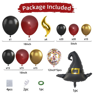 Kit de arco de guirnalda de globos temáticos de hechicero, Kit de arco de guirnalda de globos de látex de oro negro Borgoña, juego de Decoración de <span class=keywords><strong>cumpleaños</strong></span> de <span class=keywords><strong>mago</strong></span> - Product Image 2