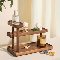 Vente en gros support en hêtre noyer pour tasse tasse bouteille étagère à parfum en bois cosmétiques présentoir étagère de rangement étagère