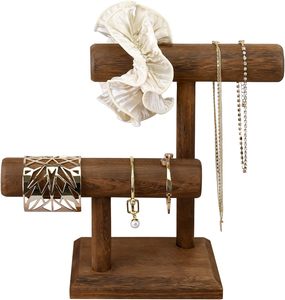 Article le plus vendu : Présentoir à bijoux en bois double couche pour l'organisation de bureau à domicile - Product Image 2