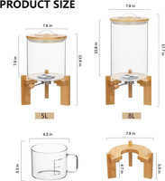 Boîte de rangement pour l'organisation des aliments avec couvercle en bambou Distributeur de farine de riz et de céréales en verre avec support en bois et tasse à mesurer