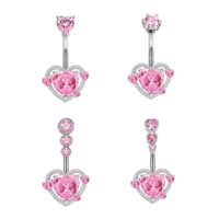 Neues Design Sexy Bauchnabelringe 316L Chirurgischer Edelstahl Herz Bauchnabelpiercings Rosa Süße Nabelringe Körperschmuck