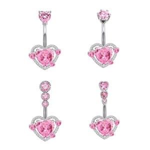 Nouveau design, anneaux de nombril sexy en acier chirurgical 316L, anneaux de nombril en forme de cœur rose, anneaux de nombril doux, bijoux de <span class=keywords><strong>piercing</strong></span> corporel - Product Image 6