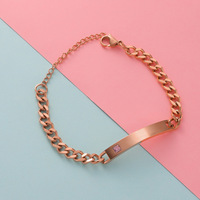 Bracelet barre personnalisé en acier inoxydable plaqué or 18 carats avec logo vierge, idéal pour couple, orné de cristaux, bijoux populaires, bracelets joncs pour dropshipping