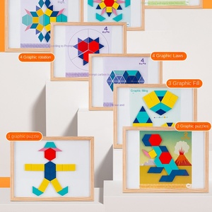 Children's Geometric Magnetic Building Block Puzzle Set Wooden Math Toys for Mood Training for Babies and Toddlers