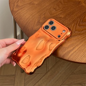 Nueva Funda de Teléfono Creativa de Lujo con Burbujas Naranjas Coreanas 13 14 15 16 para iPhone 17Pro Max, Funda de TPU con Diseño de Ondas y Recubrimiento - Product Image 3