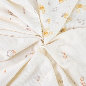 Beiying 240g 95% cotton hữu cơ 5% spandex Waffle in vải dệt kim cho quần áo trẻ em phụ nữ đồ ngủ đồ lót bé trai - Product Image 1