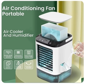 Ventilateur de bureau portable moderne, durable, sûr et éco-responsable avec double pulvérisation ultrasonique, atomisation, 3 vitesses, silencieux, pour la maison - Product Image 6