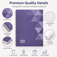 Carnet à spirale personnalisé, motif géométrique triangulaire, couverture violette, votre logo, A5, bureau, école, cadeau, en gros