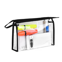 Pochette de maquillage transparente personnalisée avec logo, sac à fermeture éclair en PVC transparent