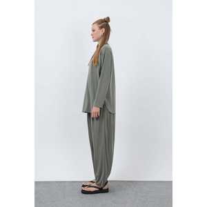 Ensemble décontracté en viscose surdimensionné pour femmes, manches longues, style minimaliste, respirant, noir, toutes saisons - Product Image 6