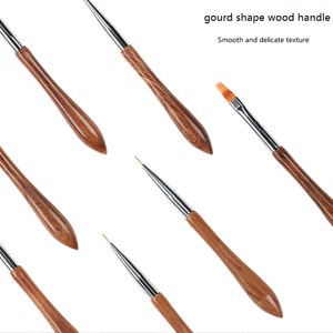Pinceau à ongles en bois naturel en forme de calebasse, 7mm 9mm 11mm, rond, ovale, pour gel, liner, peinture, dessin, stylo de manucure - Product Image 3