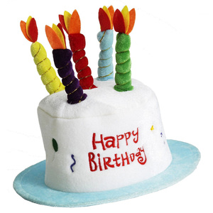 Jouet en peluche pour enfants, créatif et coloré, cadeau d'<span class=keywords><strong>anniversaire</strong></span> pour enfants, personnalisé, chapeau en peluche souple avec gâteau et bougies - Product Image 4