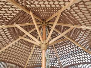 Ombrellone da Mercato in Legno Stile Postmoderno 2,2m con Frange in Pizzo, Elegante Ombrellone con Nappe <span class=keywords><strong>per</strong></span> Esterni, Giardino, Cortile, Parco - Product Image 4