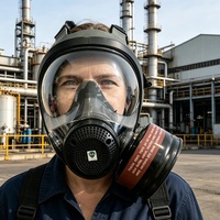 Masque respiratoire panoramique multi-usages, masque à gaz en silicone liquide avec filtre ABEK, bloque les fumées de peinture et les odeurs chimiques