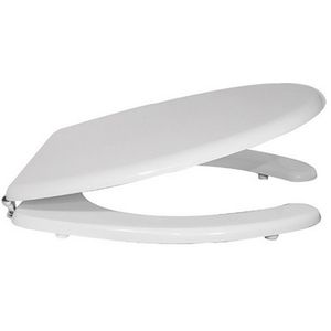 Asiento de Inodoro Universal de Madera Lacada Blanca, 50.5 cm de Largo, 37.5 cm de Ancho, para Inodoros Estándar - Product Image 1