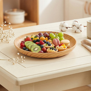 Ensemble de plats à dîner modernes Bencircle, écologiques, imitation bois, en PP de qualité alimentaire, légers, durables, compatibles lave-vaisselle - Product Image 3