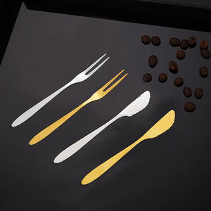 Stainless Steel Mooncake Knife And <b>Fork</b> Set 13.2Cm Silver Gold <b>Dessert</b> Tools For Adults - Product Image 5