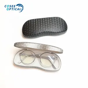 便携式皮革眼镜盒旅行闪亮眼镜盒硬壳蛤壳眼镜盒