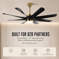 Ventilateur de plafond électrique moderne et minimaliste de 60 pouces avec moteur DC, lumière LED, 8 pales, 6 vitesses, télécommande, fonctionnement silencieux, intensité réglable