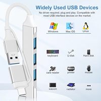 Concentrateur USB A + USB C 2 en 1, concentrateur USB 3.0 avec répartiteur ultra-mince à 4 ports, adaptateur répartiteur de données d'extension de concentrateur portable à 4 ports
