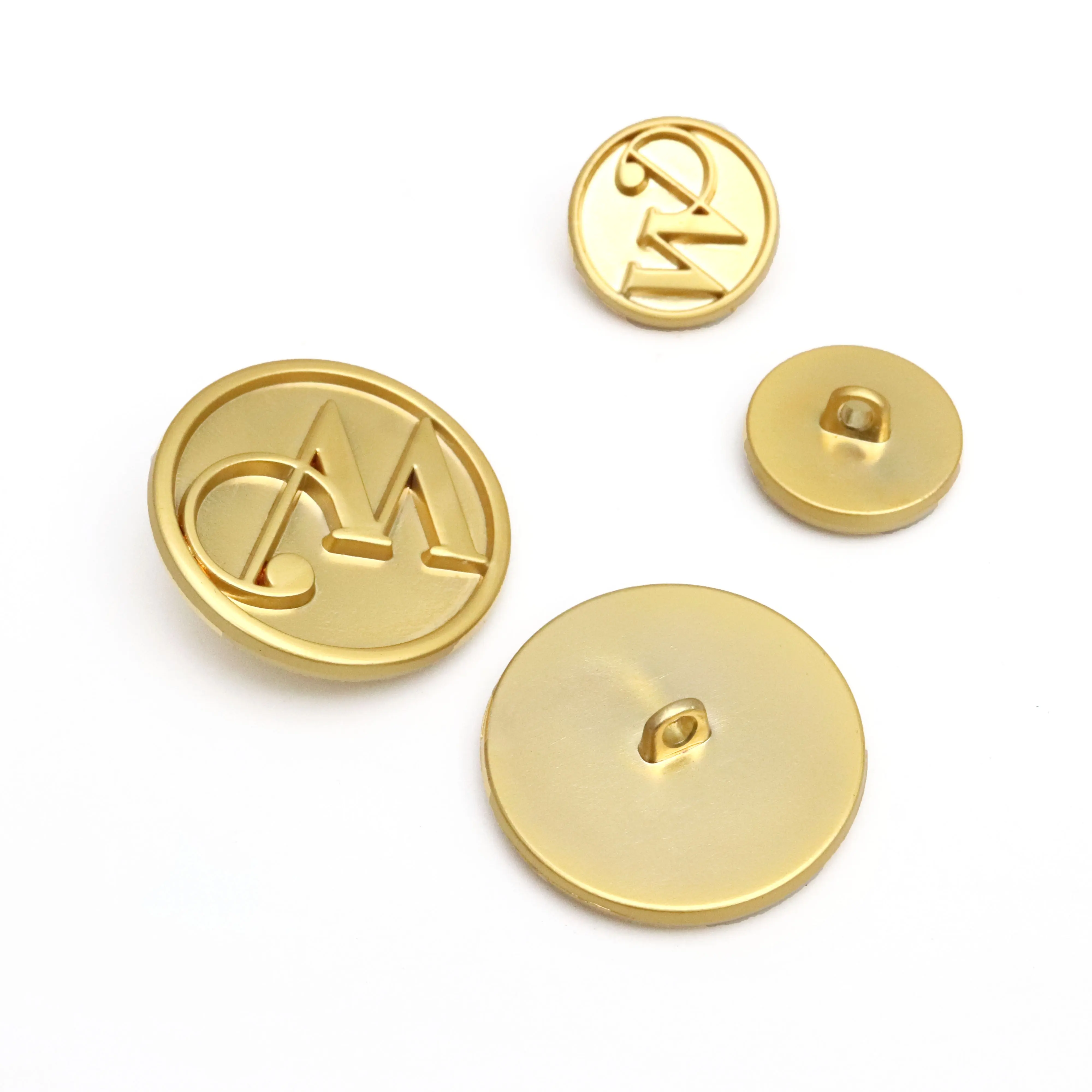 High quality engraved gold brand metal logo custom clothes silver buttons dome shank button with logo for denim clothing
