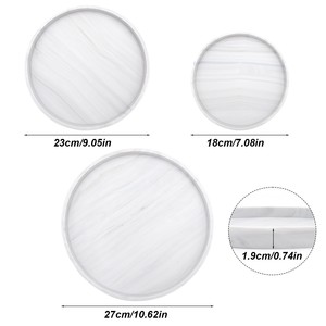 Custom Size <b>Silicone</b> Marble Tray Wholesale Round Organizer Tray for Bathroom Vanity Kitchen Spice Fruit OEM Custom Logo Factory - Product Image 2