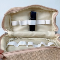 Sac à cosmétiques brodé en tissu de lin Tropical, pochette en Jute, Logo, écologique de luxe, trousse de toilette