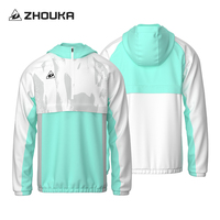 Penjualan pabrik kustom poliester tahan angin luar ruangan jaket sepak bola sejuk latihan olahraga 1/4 hoodie ritsleting baju olahraga sepak bola
