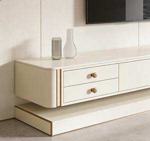 Meuble TV Minimaliste de Luxe avec Éclairage LED - Mobilier de Salon Élégant avec Accents Dorés et Rangement Intégré - Product Image 2