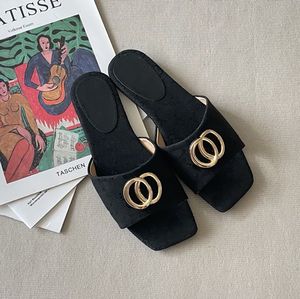 Sandali da <span class=keywords><strong>donna</strong></span> <span class=keywords><strong>in</strong></span> <span class=keywords><strong>pelle</strong></span> con dettagli metallici, suola piatta, punta quadrata, casual, estivi, da ufficio. - Product Image 4