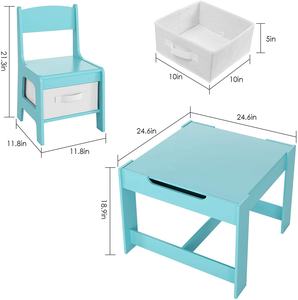 Table de peinture en bois massif rose pour filles, ensemble Table et chaise pour enfants, bureau d'activité pour enfants, table de jeu bleu solide pour garçons, vente en gros - Product Image 3